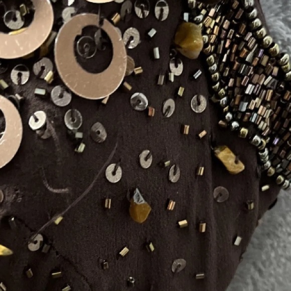 Vintage 90’s 100% Silk Dress Silk Slip Dress Beaded Raindrop Tiered Fairy Prom - Picture 12 of 15